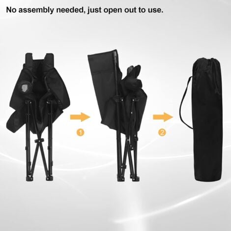 WOLTU 1x Folding Camping Chair with Carrying Bag and Storage Pocket Black