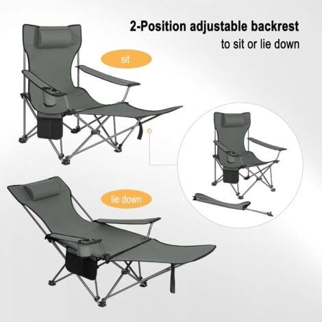 WOLTU 1x Folding Camping Chair with Carrying Bag Grey