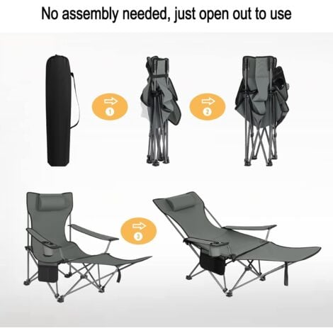 WOLTU 1x Folding Camping Chair with Carrying Bag Grey
