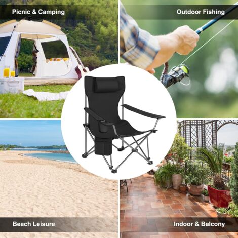 WOLTU 2x Folding Camping Chair with Carrying Bag Black