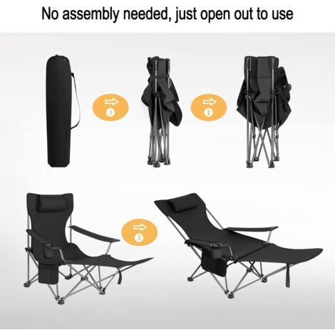 WOLTU 2x Folding Camping Chair with Carrying Bag Black