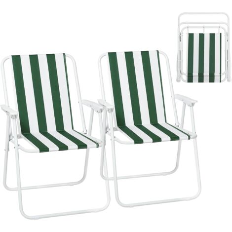 WOLTU 2x Lightweight folding camping chairs folding chair, fold up chair, folding camping chair, White + Green