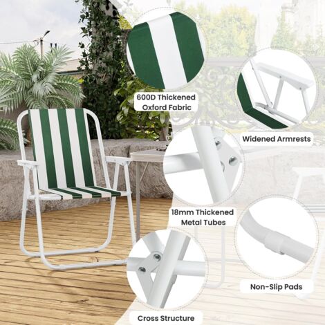 WOLTU 2x Lightweight folding camping chairs folding chair, fold up chair, folding camping chair, White + Green