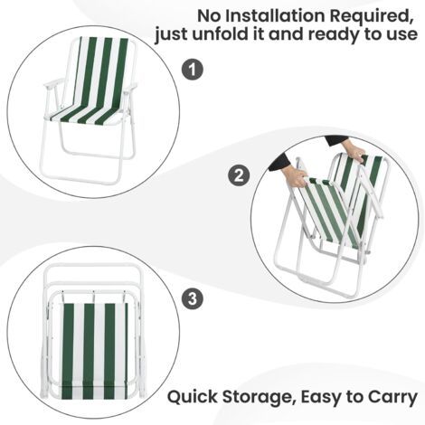 WOLTU 2x Lightweight folding camping chairs folding chair, fold up chair, folding camping chair, White + Green