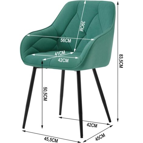 WOLTU 1x Dining Chairs, Velvet Dining Chairs with Backrest Dining Room Chairs, Turquoise