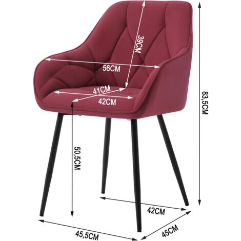 WOLTU 1x Dining Chairs, Velvet Dining Chairs with Backrest Dining Room Chairs, Burgundy