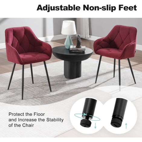 WOLTU 1x Dining Chairs, Velvet Dining Chairs with Backrest Dining Room Chairs, Burgundy