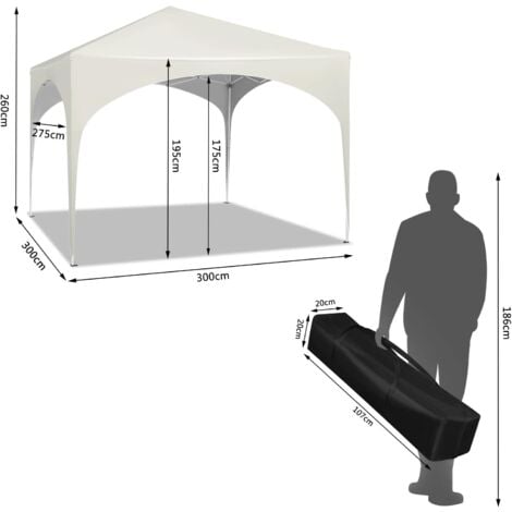 WOLTU Gazebo, 3x3m Pop Up Party Tent with Carry Bag, Waterproof UV-Protection, Beige