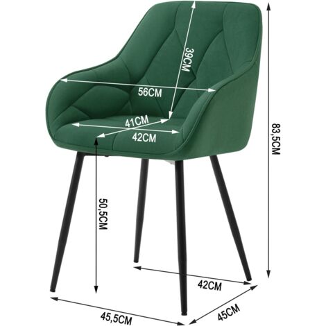 WOLTU 4x Dining Chairs, Velvet Dining Chairs with Backrest Dining Room Chairs, Green