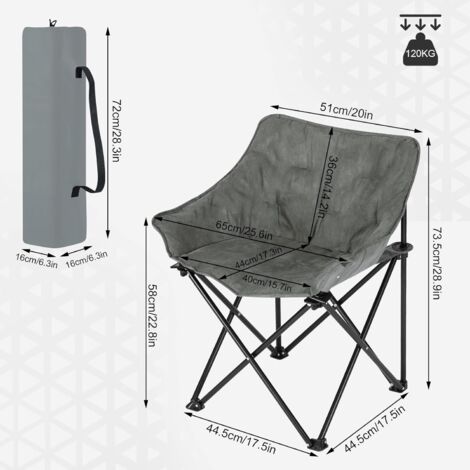 WOLTU 2x Camping Folding Chair, Comfy Plush Chairs with Portable Carry Bag for Camping, Garden, Fishing - Dark Grey