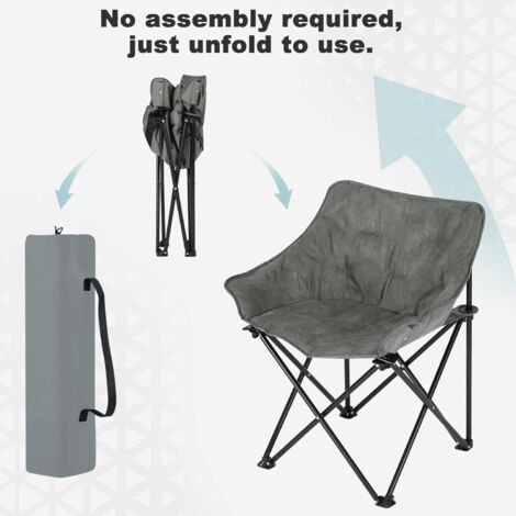 WOLTU 2x Camping Folding Chair, Comfy Plush Chairs with Portable Carry Bag for Camping, Garden, Fishing - Dark Grey