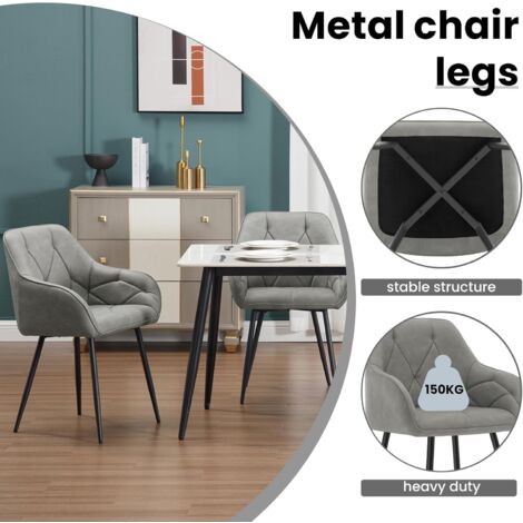 WOLTU Set of 1x Faux Leather Dining Chairs Accent home & restaurants Dark Grey