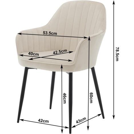 Klihome Set of 4 Velvet & Metal Legs Dining Chairs Accent home & restaurants, Cream