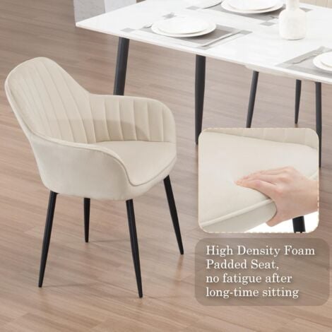 Klihome Set of 4 Velvet & Metal Legs Dining Chairs Accent home & restaurants, Cream