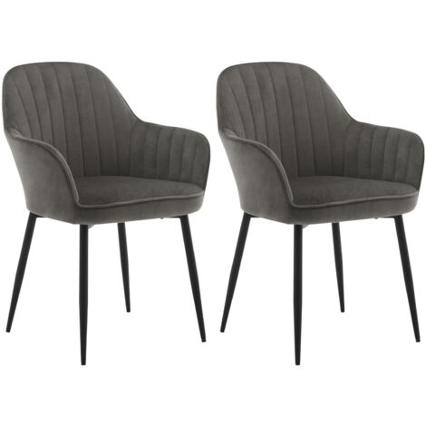 Klihome Set of 2 Velvet & Metal Legs Dining Chairs Accent home & restaurants, Dark Grey