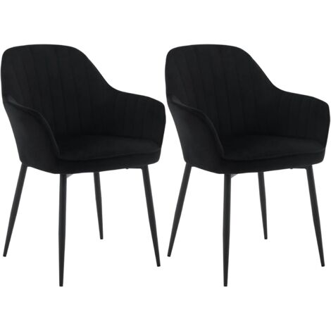 Klihome Set of 2 Velvet & Metal Legs Dining Chairs Accent home & restaurants, Black