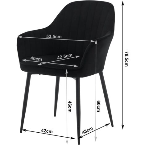 Klihome Set of 2 Velvet & Metal Legs Dining Chairs Accent home & restaurants, Black