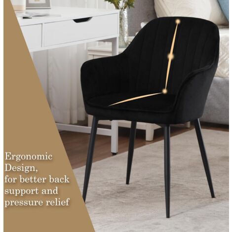 Klihome Set of 2 Velvet & Metal Legs Dining Chairs Accent home & restaurants, Black