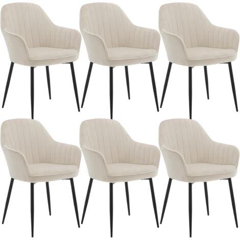 Klihome Set of 6 Velvet & Metal Legs Dining Chairs Accent home & restaurants, Cream