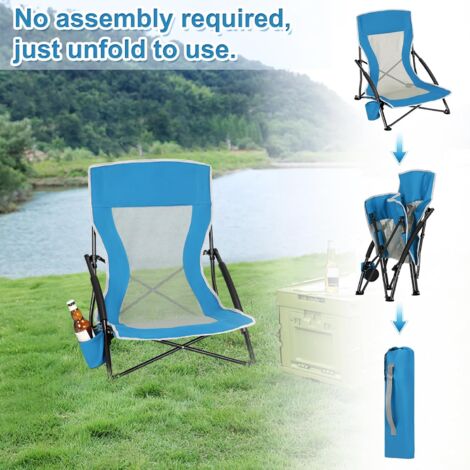 WOLTU 2x Folding Low Seat Beach Chair For Camping, Fishing Or Beach- Blue