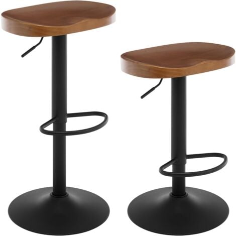 WOLTU Breakfast Bar Stools Set of 2 Bar Chairs for Kitchen Counter Height Adjustable, Solid Wood, Brown