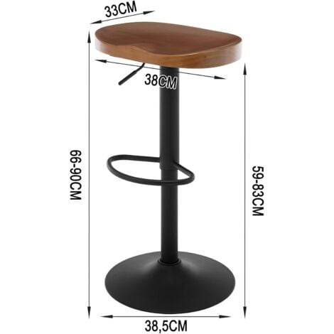 WOLTU Breakfast Bar Stools Set of 2 Bar Chairs for Kitchen Counter Height Adjustable, Solid Wood, Brown