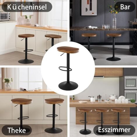 WOLTU Breakfast Bar Stools Set of 2 Bar Chairs for Kitchen Counter Height Adjustable, Solid Wood, Brown