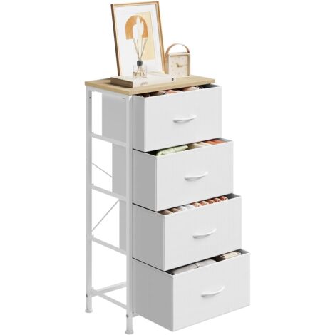 WOLTU Modern 4 Drawer Chest of Fabric Drawers with  Handles Bedroom, White
