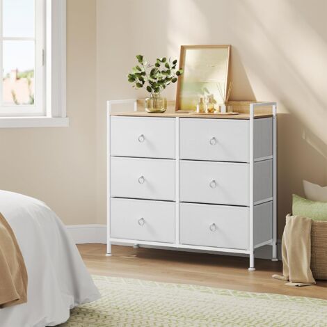 WOLTU Modern 6 Drawer Chest of Fabric Drawers with Handles Bedroom White (1/5)