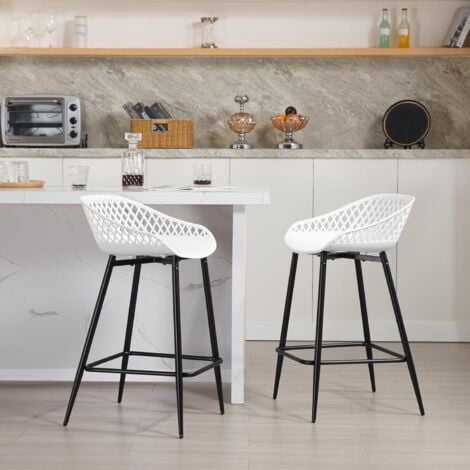 WOLTU 2x Bar Stools Breakfast Counter Chairs Bar Chairs Modern Stools for Kitchen Home Bar, White