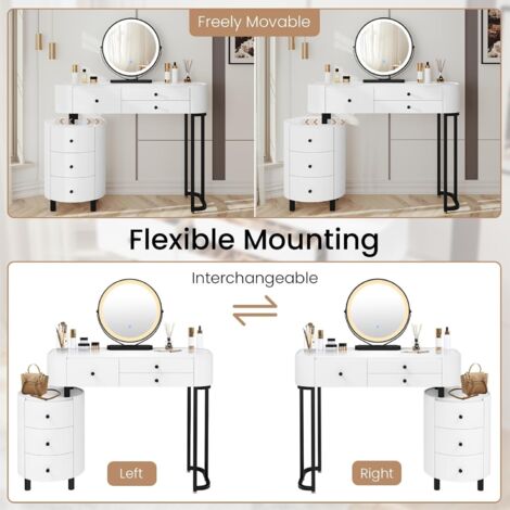 WOLTU Dressing Table With LED Lights & Mirror, Adjustable Brightness - View #10