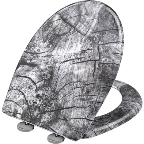WOLTU Modern O Shape Toilet Seat Soft Closing Silent Quick Release Top Mounting Set for Easy Assembly, Wood Grain Pattern