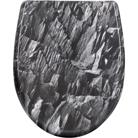WOLTU Modern O Shape Toilet Seat Soft Closing Silent Quick Release Top Mounting Set for Easy Assembly, Rock Pattern