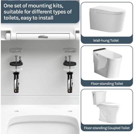 WOLTU Modern D Shape Toilet Seat Soft Closing Silent Adjustable Hinges, White