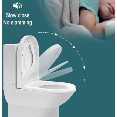 WOLTU Modern D Shape Toilet Seat Soft Closing Silent Adjustable Hinges, White