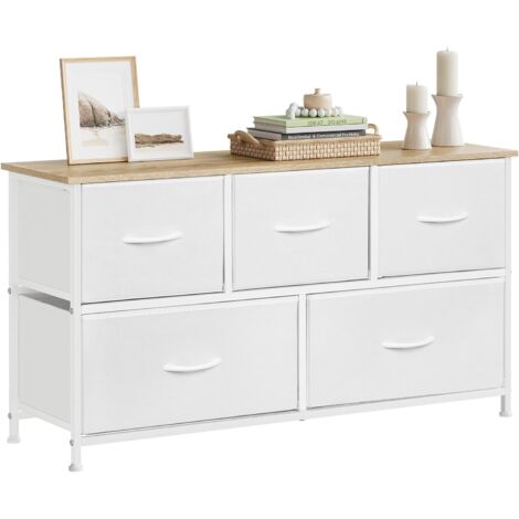 WOLTU Modern 5 Fabric Drawer 2 Tiers Chest of Drawers White