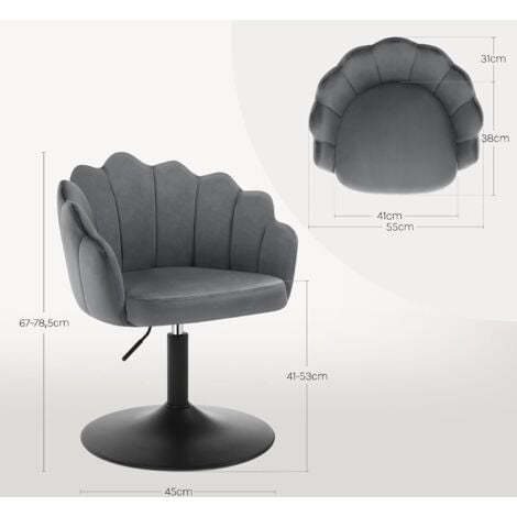 WOLTU Adjustable Swivel Dressing Table Chair, Dark Grey
