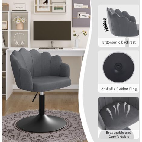 WOLTU Adjustable Swivel Dressing Table Chair, Dark Grey