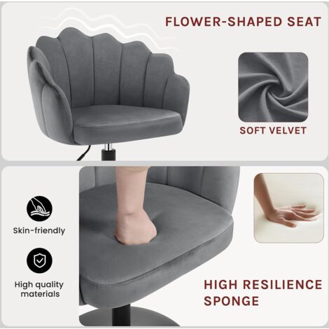 WOLTU Adjustable Swivel Dressing Table Chair, Dark Grey