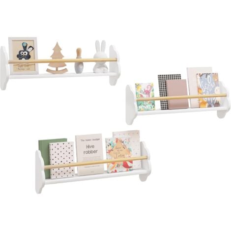 WOLTU 3x Kids Floating Shelf Bookcase Toy Organiser Storage, White