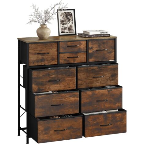 WOLTU Modern 10 Fabric Drawer Chest of Drawers Vintage Brown and Black (1/5)