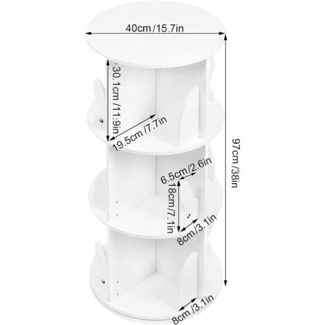 WOLTU 4 Tier RotatingBookcase Shelving Storage Unit, White