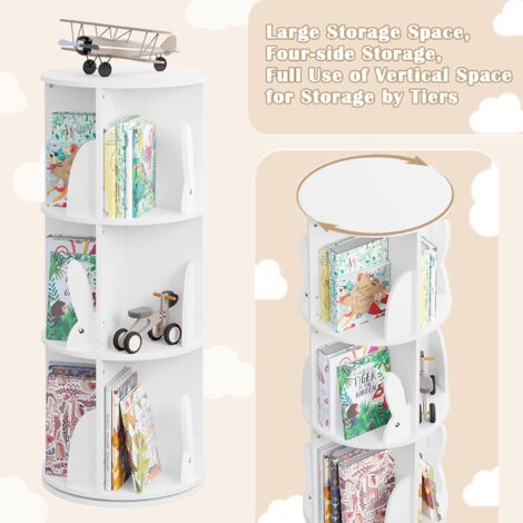 WOLTU 4 Tier RotatingBookcase Shelving Storage Unit, White