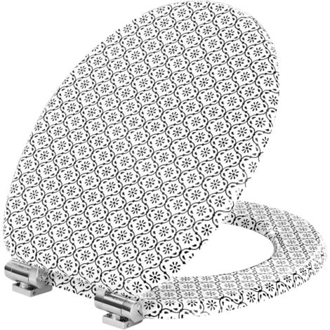 WOLTU Soft Close Toilet Seat with Quick Release,Assembly from Above, Toilet Seats with Adjustable Hinges, O Shape Toilet Lid Loo Seat, Modern Patterns