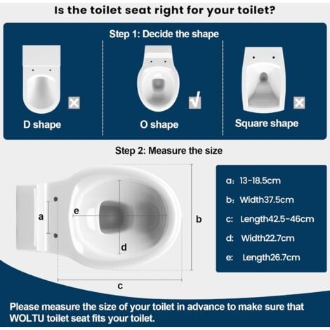WOLTU Soft Close Toilet Seat with Quick Release,Assembly from Above, Toilet Seats with Adjustable Hinges, O Shape Toilet Lid Loo Seat, Modern Patterns