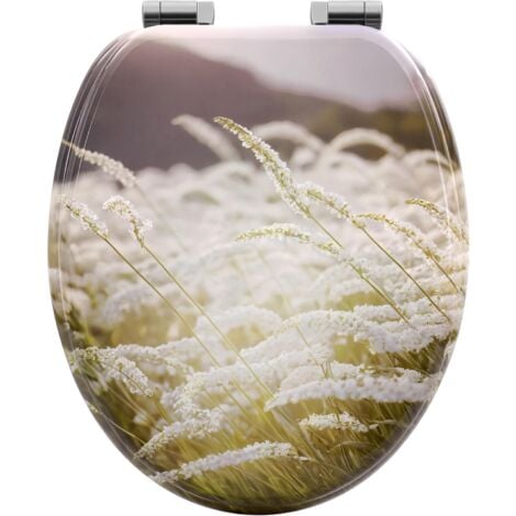 WOLTU Soft Close Toilet Seat with Quick Release,Assembly from Above, Toilet Seats with Adjustable Hinges, O Shape Toilet Lid Loo Seat, Herbs
