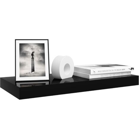 WOLTU High Gloss Wall Storage Shelf CD Media Storage Rack 50 x 22.9 x 3.8 cm Black (1/5)