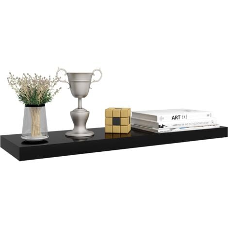 WOLTU High Gloss Wall Storage Shelf CD Media Storage Rack 90 x 22.9 x 3.8 cm Black