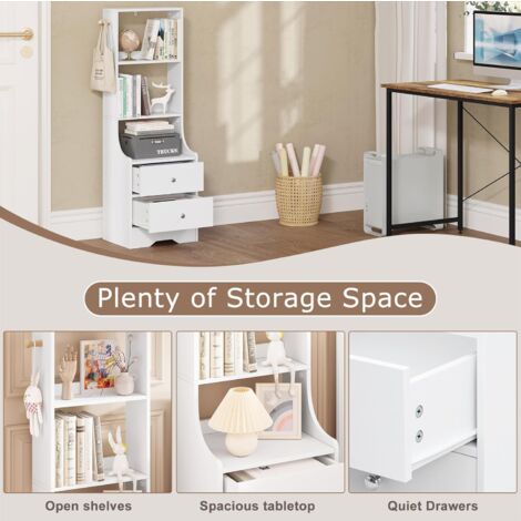 WOLTU 1x Side Table with Drawers End Table Storage Cabinet for Bedroom/Living Room, White