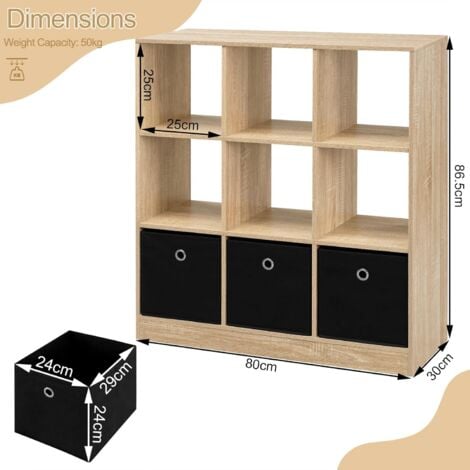 WOLTU 9 Cube Storage Unit Cabinet Bookcase Display Shelves- Light Oak